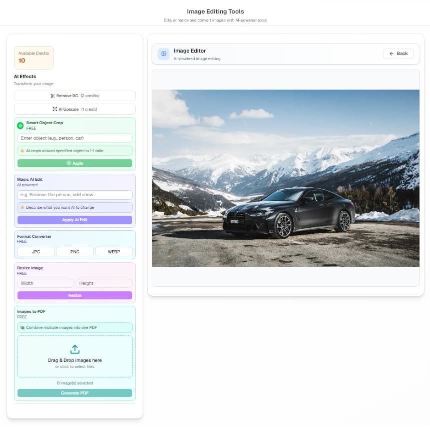 AI Image ToolkitDashboard